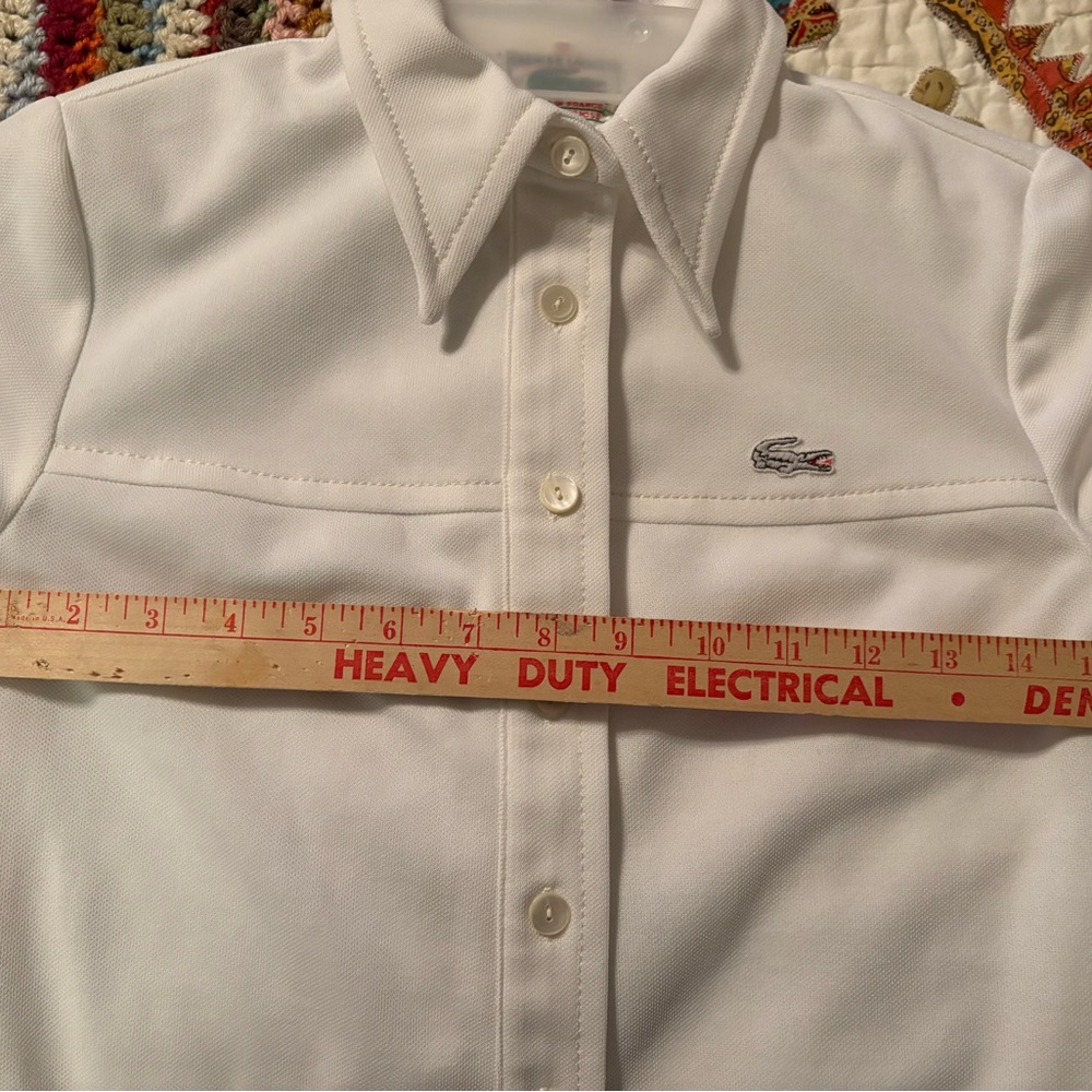 Vintage Lacoste white polo shirt size 40 EU / large gray crocodile - Picture 6 of 13